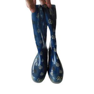 Toms Size 10 Print Tall Rubber Rainboots Boots Waterproof